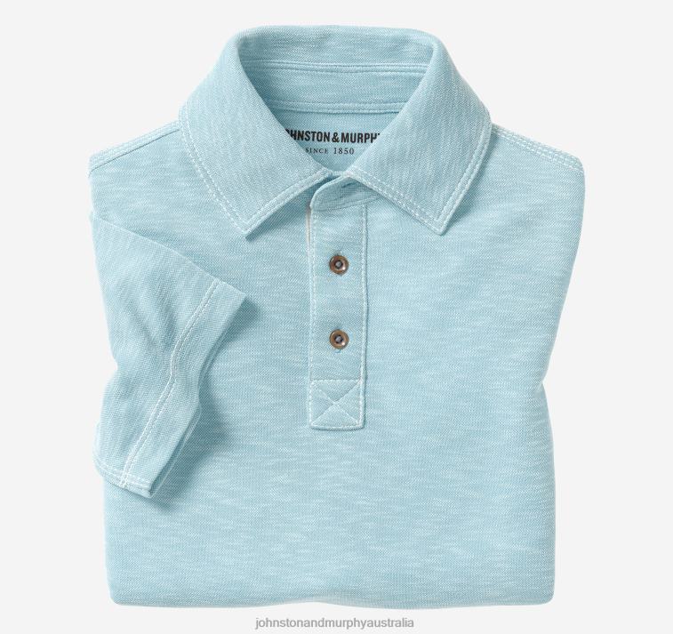 Apparel Turquoise XB6RX1449 Johnston & Murphy Boy Boys Vintage Slub Polo - Image 1