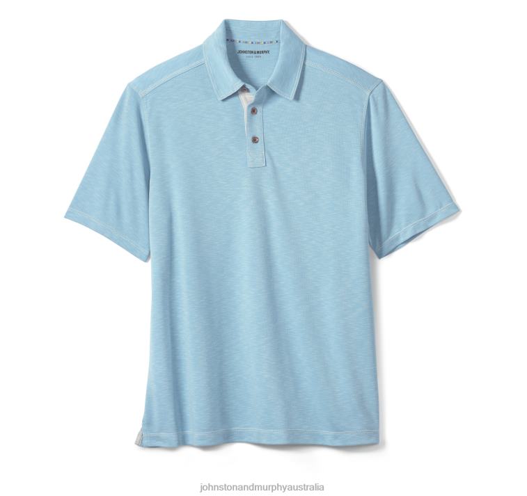 Apparel Turquoise XB6RX447 Johnston & Murphy Men Vintage Slub Polo - Image 2