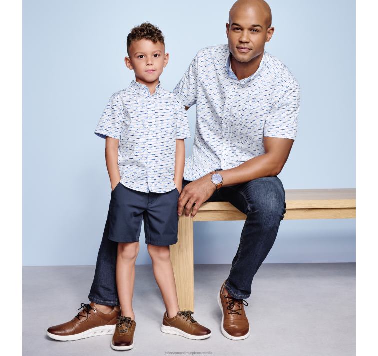 Apparel White Airplane XB6RX449 Johnston & Murphy Men Printed Cotton Short-Sleeve Shirt - Image 4