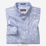 Apparel White/Blue Mini Skull Line XB6RX639 Johnston & Murphy Men Printed Cotton Shirt