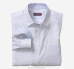 Apparel White/Blue Slub Stripe XB6RX612 Johnston & Murphy Men Washed Linen-Blend Shirt