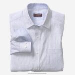 Apparel White/Blue Slub Stripe XB6RX612 Johnston & Murphy Men Washed Linen-Blend Shirt