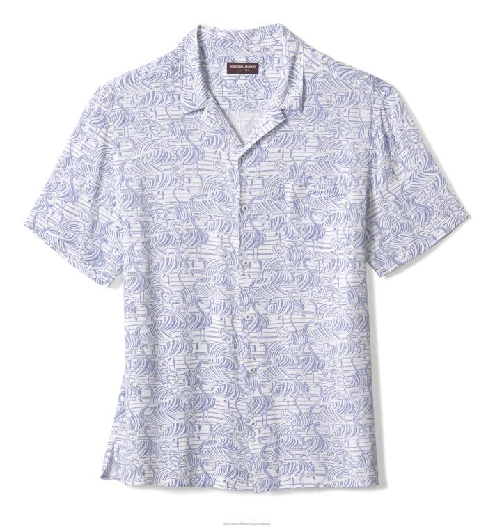 Apparel White Etched Flamingo XB6RX452 Johnston & Murphy Men Short-Sleeve Camp Shirt - Image 3