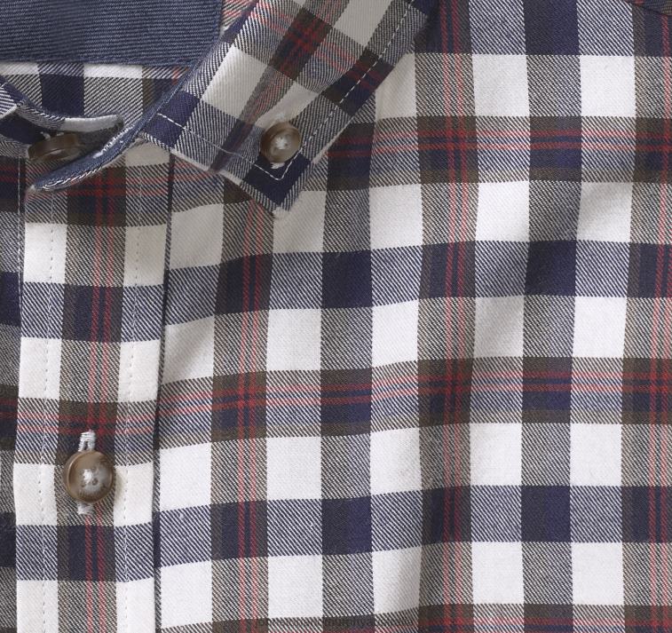 Apparel White Multi Brushed Plaid XB6RX767 Johnston & Murphy Men Brushed Heathered Woven Shirts - Image 2