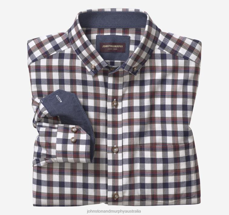 apparel_white_multi_brushed_plaid_xb6rx767_johnston_murphy_men_brushed_heathered_woven_shirts.jpg Apparel White Multi Brushed Plaid XB6RX767 Johnston & Murphy Men Brushed Heathered Woven Shirts - Image 1