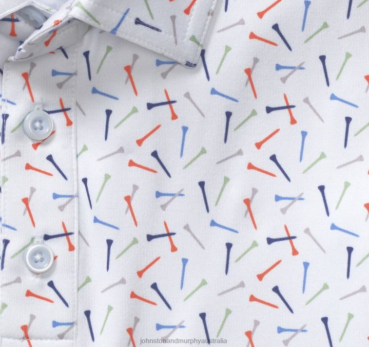 Apparel White Multi Golf Tee XB6RX552 Johnston & Murphy Men XC4 Print Performance Polo - Image 2