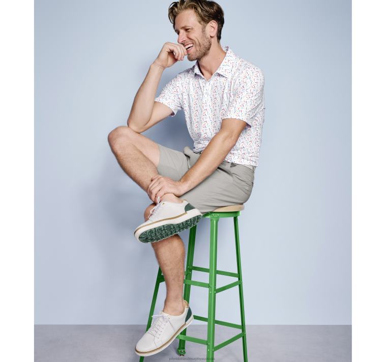 Apparel White Multi Golf Tee XB6RX552 Johnston & Murphy Men XC4 Print Performance Polo - Image 5