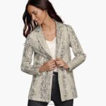 Apparel White/Multi XB6RX1288 Johnston & Murphy Women Faux-Snakeskin Blazer