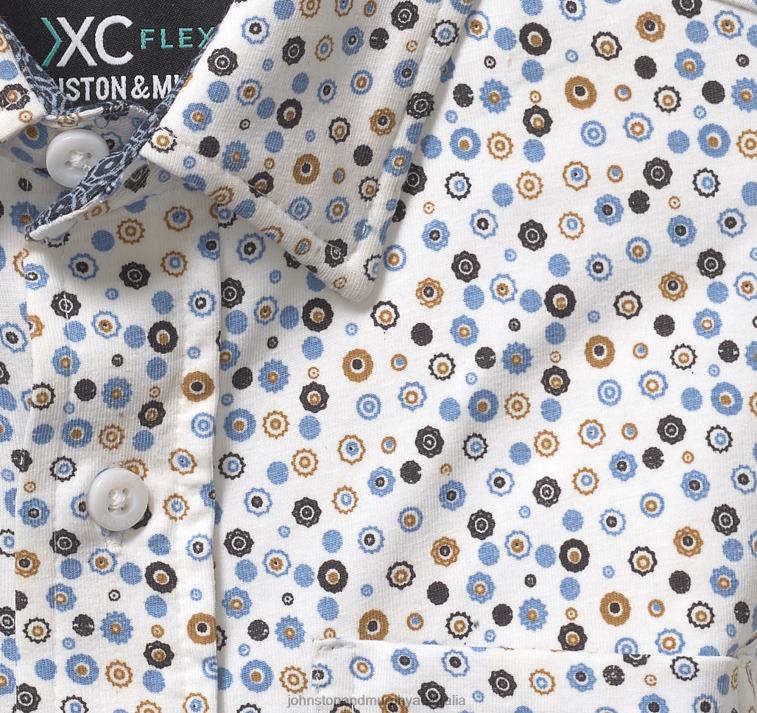 Apparel White Round Flower Print XB6RX1388 Johnston & Murphy Boy Boys XC Flex Stretch Long-Sleeve Shirt - Image 2