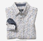 Apparel White Round Flower Print XB6RX1388 Johnston & Murphy Boy Boys XC Flex Stretch Long-Sleeve Shirt