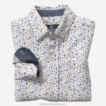 Apparel White Round Flower Print XB6RX1388 Johnston & Murphy Boy Boys XC Flex Stretch Long-Sleeve Shirt