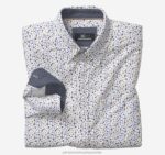 Apparel White Round Flower XB6RX618 Johnston & Murphy Men XC Flex Stretch Long-Sleeve Shirt