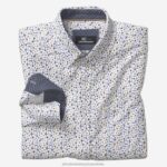 Apparel White Round Flower XB6RX618 Johnston & Murphy Men XC Flex Stretch Long-Sleeve Shirt