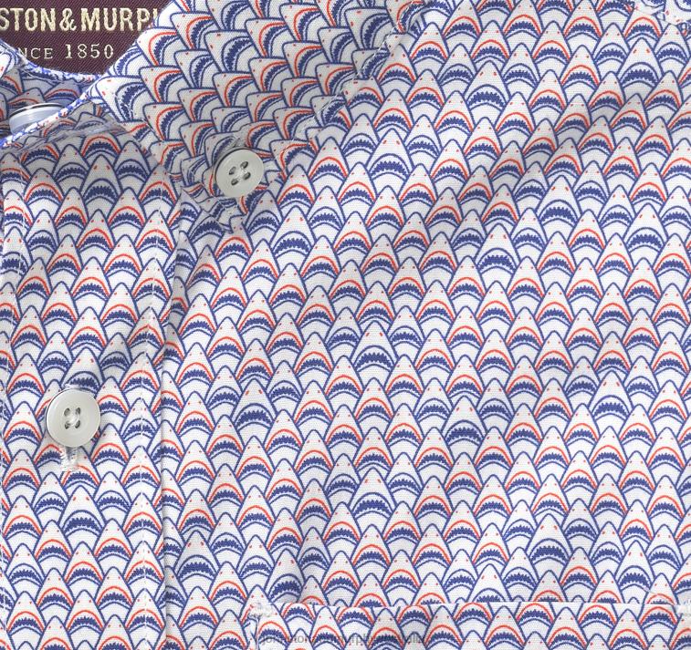 Apparel White Shark Head XB6RX1403 Johnston & Murphy Boy Boys Short-Sleeve Printed Shirt - Image 2