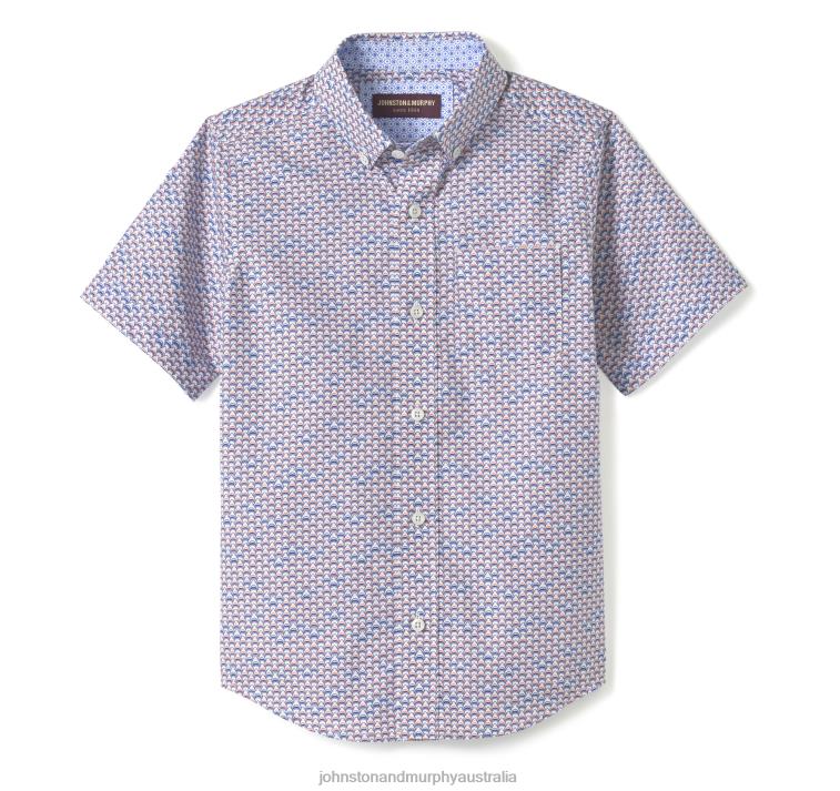 Apparel White Shark Head XB6RX1403 Johnston & Murphy Boy Boys Short-Sleeve Printed Shirt - Image 3