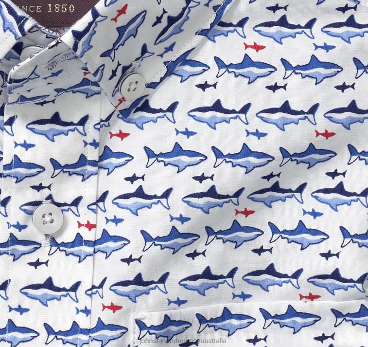 Apparel White Shark XB6RX1404 Johnston & Murphy Boy Boys Short-Sleeve Printed Shirt - Image 2
