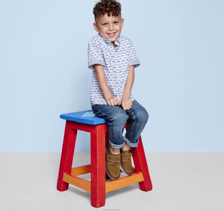 Apparel White Shark XB6RX1404 Johnston & Murphy Boy Boys Short-Sleeve Printed Shirt - Image 4