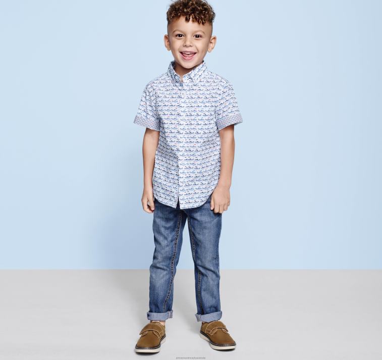 Apparel White Shark XB6RX1404 Johnston & Murphy Boy Boys Short-Sleeve Printed Shirt - Image 5