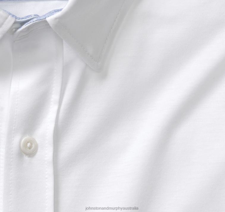 Apparel White Solid XB6RX510 Johnston & Murphy Men XC Flex Stretch Long-Sleeve Shirt - Image 2
