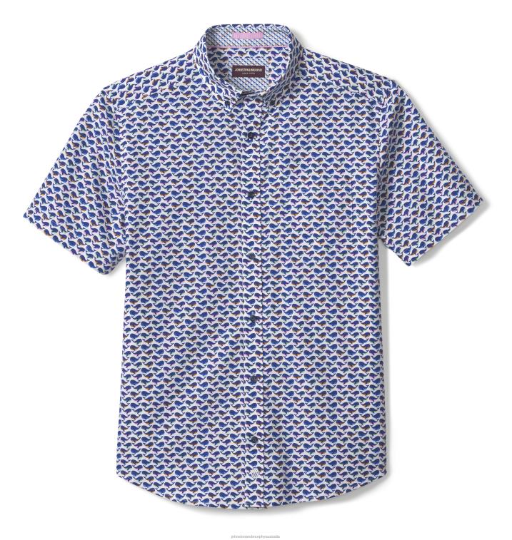 Apparel White Whale XB6RX434 Johnston & Murphy Men Printed Cotton Short-Sleeve Shirt - Image 3