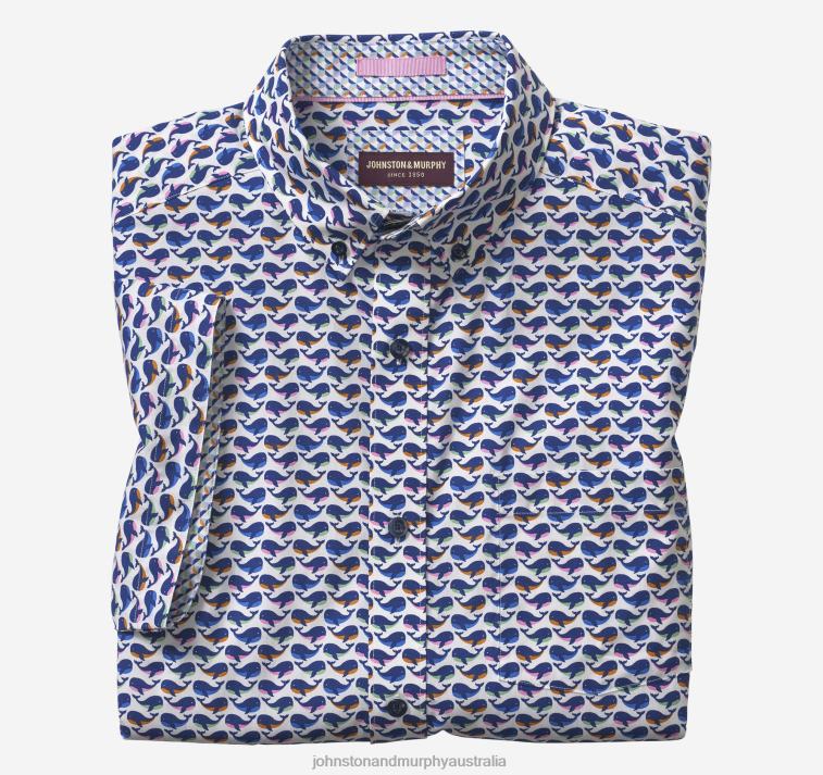 Apparel White Whale XB6RX434 Johnston & Murphy Men Printed Cotton Short-Sleeve Shirt - Image 4