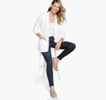 Apparel White XB6RX1282 Johnston & Murphy Women Ruched-Sleeve Knit Blazer - Image 2