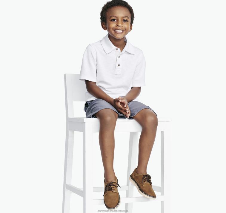 Apparel White XB6RX1444 Johnston & Murphy Boy Boys Vintage Slub Polo - Image 3