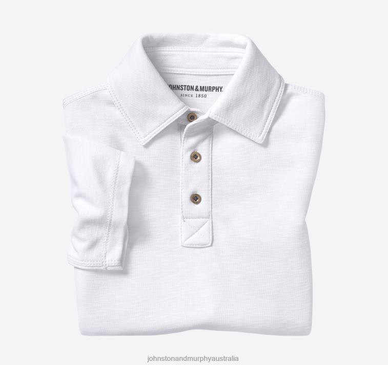 apparel_white_xb6rx1444_johnston_murphy_boy_boys_vintage_slub_polo.jpg Apparel White XB6RX1444 Johnston & Murphy Boy Boys Vintage Slub Polo - Image 1