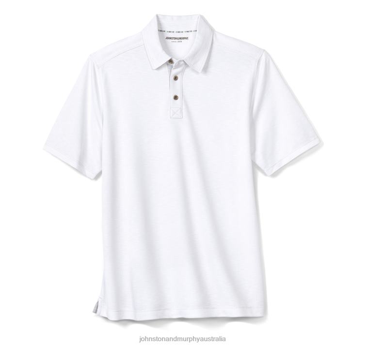 Apparel White XB6RX408 Johnston & Murphy Men Vintage Slub Polo - Image 2