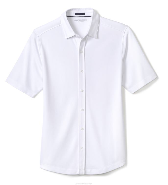 Apparel White XB6RX578 Johnston & Murphy Men Vintage Birdseye Button-Front Shirt - Image 3