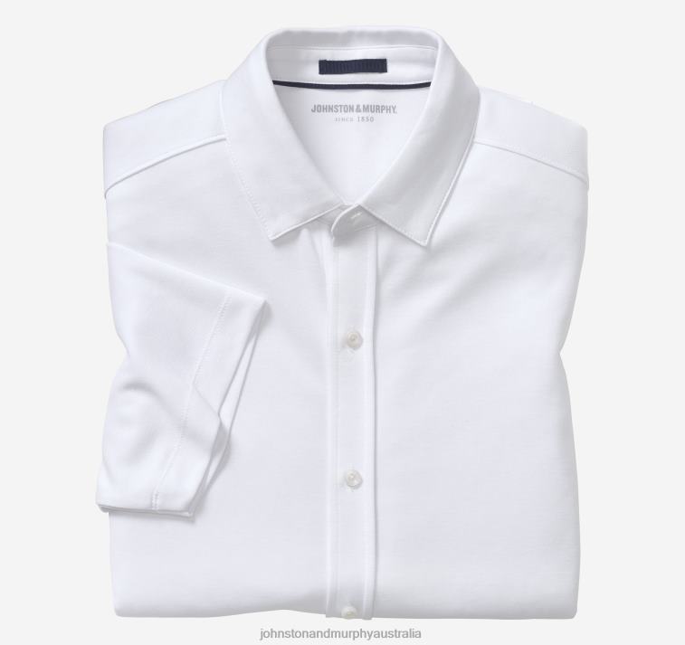 apparel_white_xb6rx578_johnston_murphy_men_vintage_birdseye_button_front_shirt.jpg Apparel White XB6RX578 Johnston & Murphy Men Vintage Birdseye Button-Front Shirt - Image 1