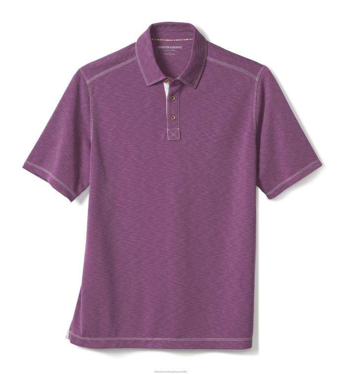 Apparel Wine XB6RX418 Johnston & Murphy Men Vintage Slub Polo - Image 2