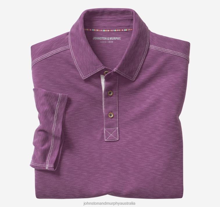 Apparel Wine XB6RX418 Johnston & Murphy Men Vintage Slub Polo - Image 1
