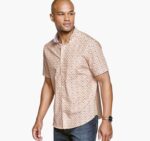 Apparel Yellow Sunrise XB6RX437 Johnston & Murphy Men Printed Cotton Short-Sleeve Shirt