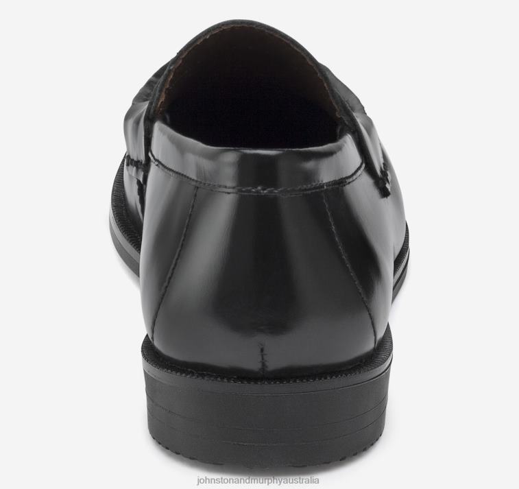 Shoes Black Brush-Off Leather XB6RX1356 Johnston & Murphy Boy Big Kid Hayes Penny - Image 3