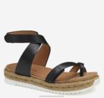 Shoes Black Calfskin XB6RX1184 Johnston & Murphy Women Michelle Ankle-Strap Thong Sandal
