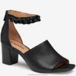 Shoes Black Calfskin XB6RX1188 Johnston & Murphy Women Evelyn Chain Sandal
