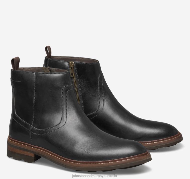 Shoes Black Full Grain XB6RX289 Johnston & Murphy Men Welch Zip Boot - Image 1