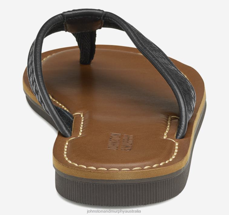 Shoes Black Full Grain XB6RX36 Johnston & Murphy Men Norris Laser-Weave Thong - Image 3