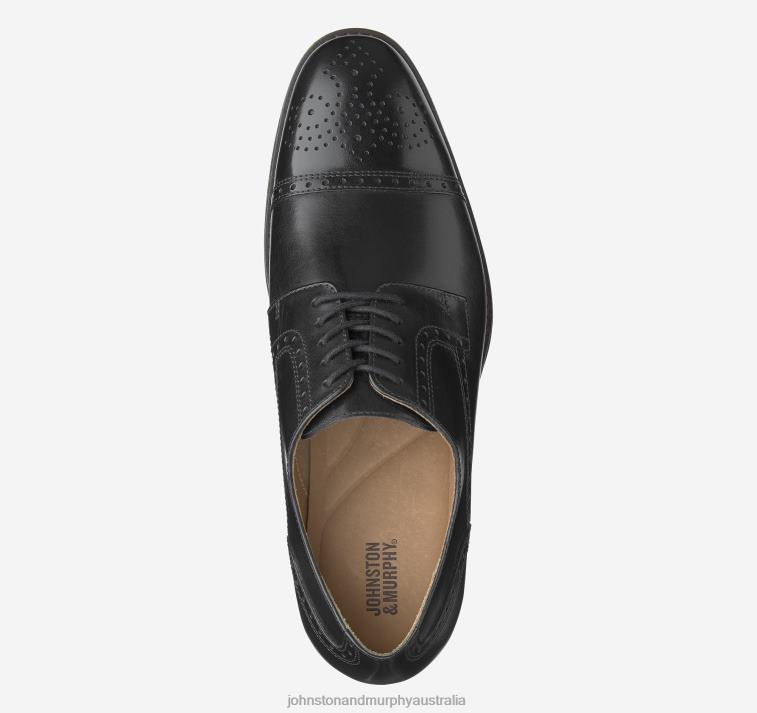 Shoes Black Full Grain XB6RX389 Johnston & Murphy Men Lewis Cap Toe - Image 2