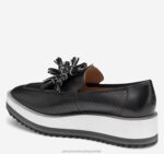 Shoes Black Glove Leather XB6RX1217 Johnston & Murphy Women Gracelyn Perfed Tassel Slip-On - Image 2