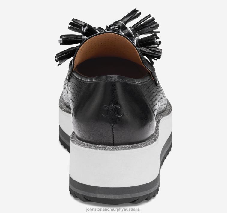 Shoes Black Glove Leather XB6RX1217 Johnston & Murphy Women Gracelyn Perfed Tassel Slip-On - Image 3