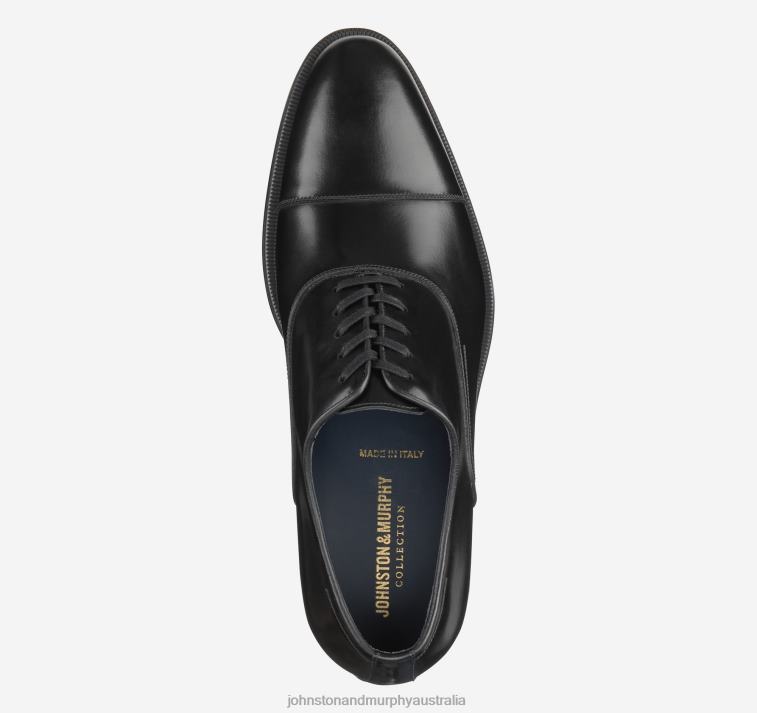 Shoes Black Italian Calfskin XB6RX234 Johnston & Murphy Men Flynch Cap Toe - Image 2