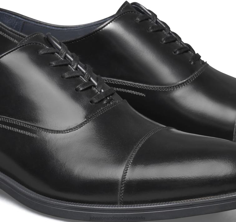 Shoes Black Italian Calfskin XB6RX234 Johnston & Murphy Men Flynch Cap Toe - Image 5