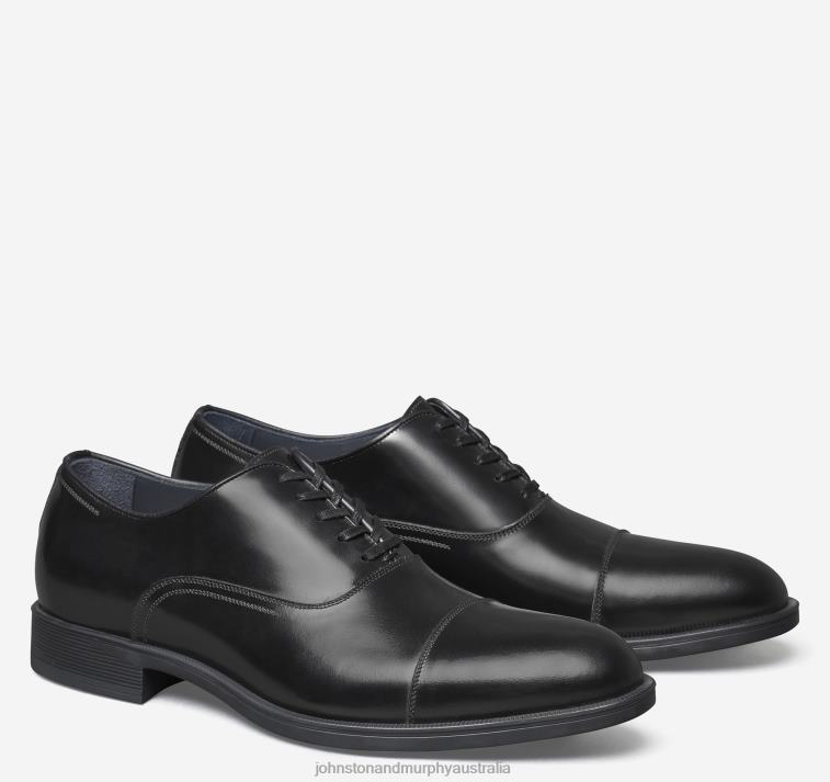 Shoes Black Italian Calfskin XB6RX234 Johnston & Murphy Men Flynch Cap Toe - Image 1
