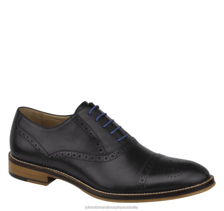 Shoes Black Italian Calfskin XB6RX77 Johnston & Murphy Men Conard Cap Toe - Image 4