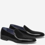 Shoes Black Italian Patent Calfskin XB6RX391 Johnston & Murphy Men Kinser Slip-On