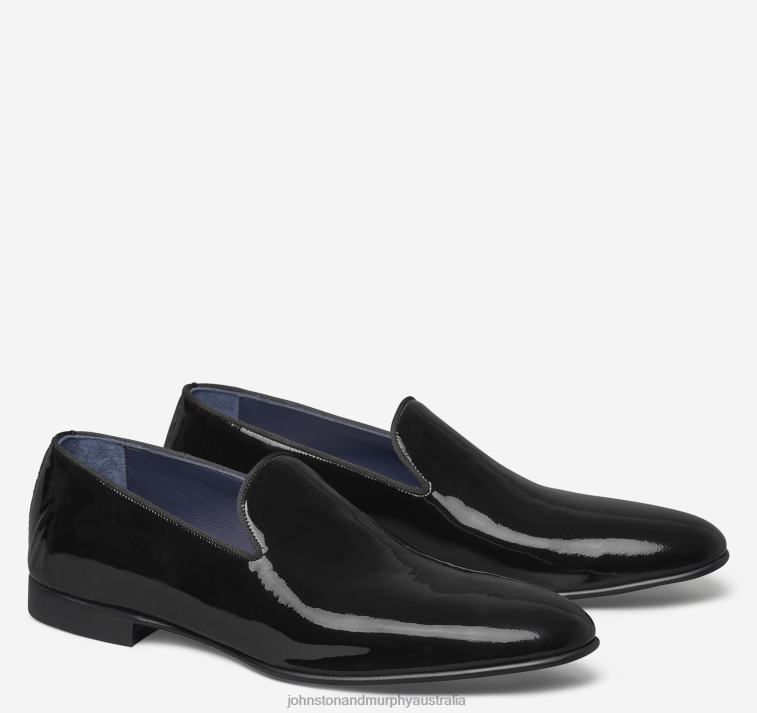 Shoes Black Italian Patent Calfskin XB6RX391 Johnston & Murphy Men Kinser Slip-On - Image 1