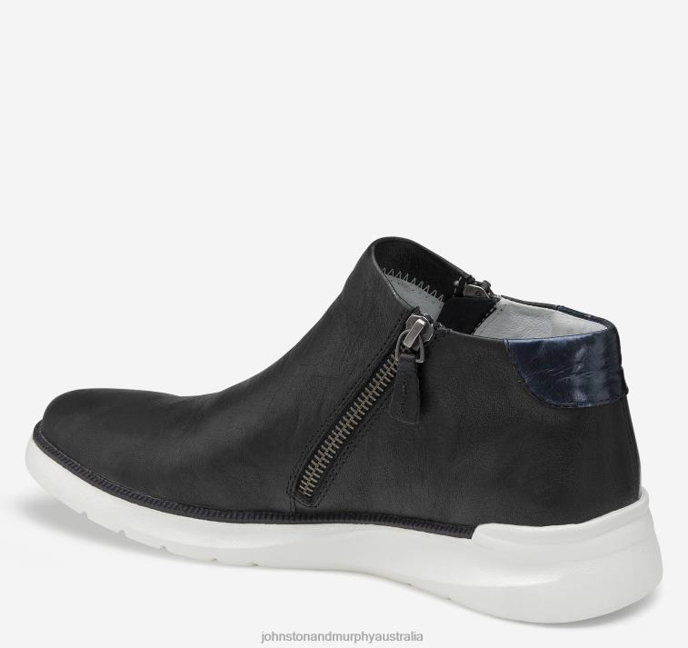 Shoes Black Italian Washed Sheepskin XB6RX1258 Johnston & Murphy Women Emery Zip Bootie - Image 2