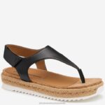 Shoes Black Nappa Leather XB6RX1180 Johnston & Murphy Women Michelle Thong Sandal